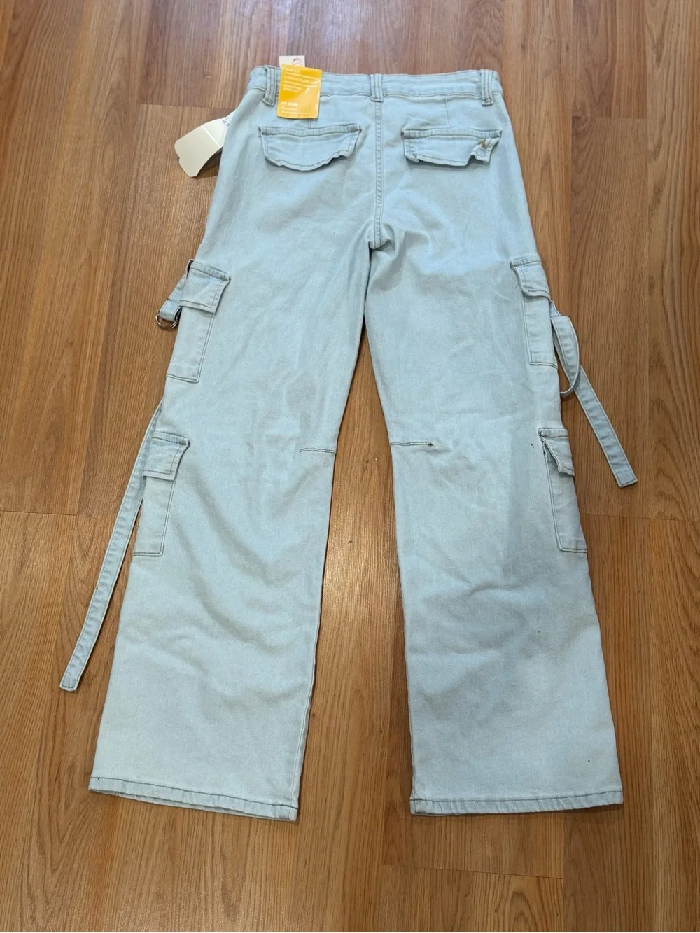 V.I.P Light Wash Cargo Jeans with Utility Straps size 3/4